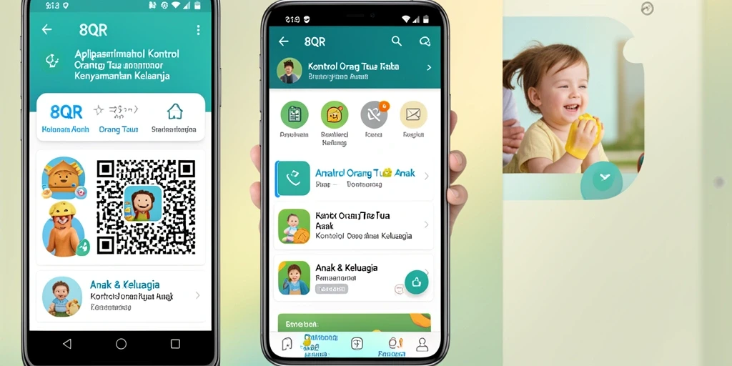 Tampilan antarmuka aplikasi 8QR untuk kontrol orang tua yang mudah digunakan.