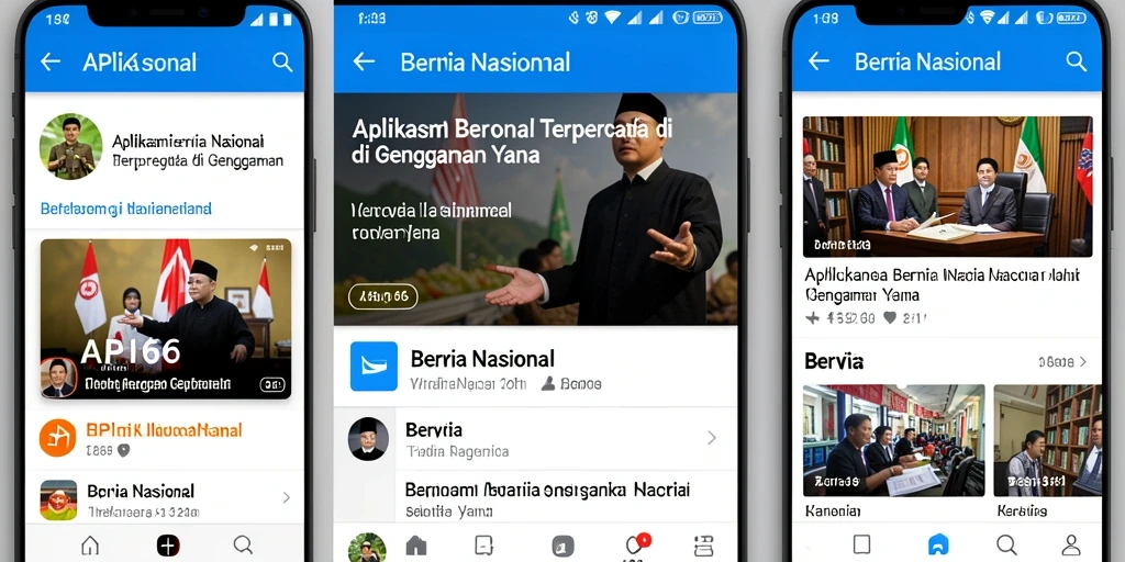 Tampilan antarmuka utama API66 menunjukkan berita terkini dan kategori berita nasional.