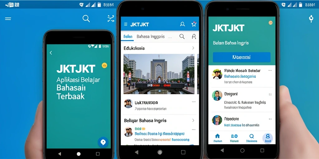 Antarmuka aplikasi JKTJKT yang interaktif dan menarik untuk belajar bahasa Inggris.