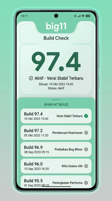 Halaman Riwayat Versi big11 untuk Pengguna Android